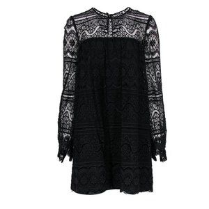 Milly - Black Lace Long Sleeve Shift Dress Sz 8